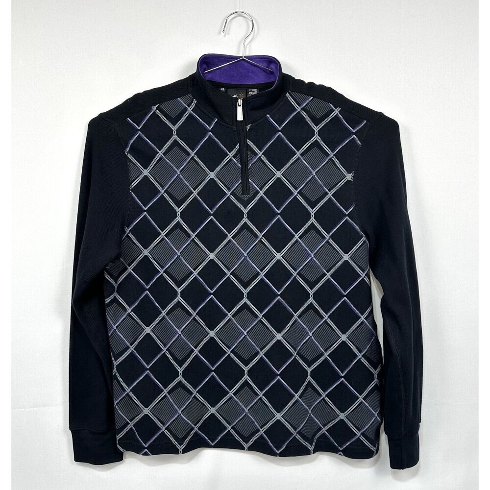 Y2K/2000's Point Zero Pullover Sweater Quarter Zip Purple Gray Black Goth - XL